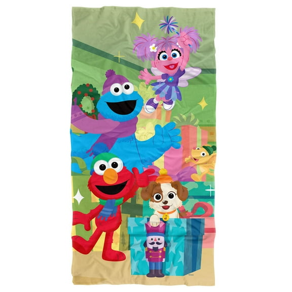 Sesame Street Furry Friends Forever Elmo Abby Cookie Monster Presents Kids Beach Towel, 30'x60'