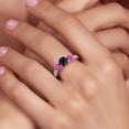 thumbnail image 4 of Gem Stone King 925 Sterling Silver Black Sapphire and Pink Sapphire 3-Stone Engagement Ring for Women (1.25 Cttw, Round 6MM, Gemstone September Birthstone, Size 5), 4 of 6