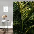 thumbnail image 2 of Orinice Tropical Palm Leaf Shower Curtain Dark Green Golden Banana Leaves Bathroom Tropical Jungle Palm Tree Hawaiian Bathroom Decor Set with12 Hooks 60x72, 2 of 7