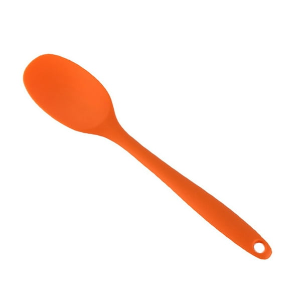 Cuchara sopera de silicona con mango largo y antiadherente para niños (naranja)