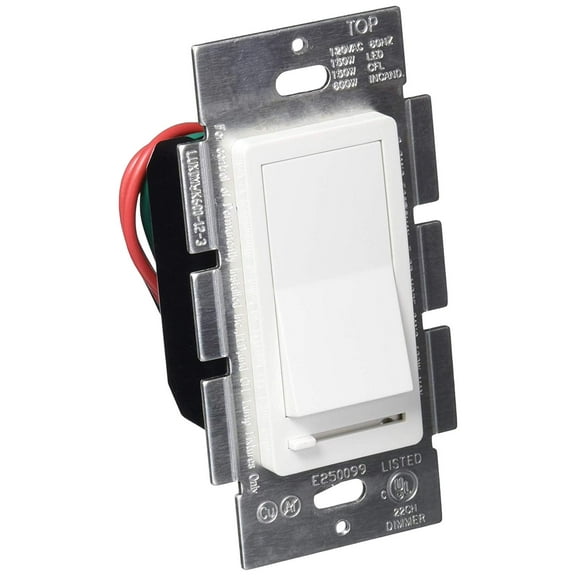 Four Bros Lighting SW-DM-600-12-3/LED/WHT Single Pole and 3-Way Toggle Switch - Slide and On/Off Switch Slide Dimmer for LED or CFL - White