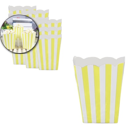 VQPeo 12pcs Paper Open-top Popcorn Box Mini Movie Night Popcorn Boxes Stripes Popcorn Bags Snack Treat Bucket for Christmas Carnival Party