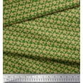 thumbnail image 2 of Soimoi Green Moss Georgette Fabric Brown Star Print Fabric by the Yard 42 Inch Wide, 2 of 3