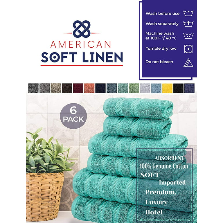 American Soft Linen 6-Piece 100% Turkish Genuine Cotton Premium & Luxury  Towel S