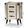 thumbnail image 4 of Bowery Hill Silver Finished Metal 3-Drawer Nightstand, 4 of 12