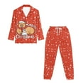 thumbnail image 4 of DISNIMO Women's 2 Piece Lounge Sets Capybara Snowflake Printed Long-Sleeve Pajama Sets with Pocket Button Down Sleepwear with Matching Long Pants Christmas Loungewear Nightwear, 4 of 7