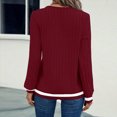 thumbnail image 5 of Wutalume Women's Long Sleeve V Neck Color Block Slim Knit Sweater, Fall Soft Lightweight Top, Solid Base Layer for Styling and Comfort,Wine L, 5 of 6
