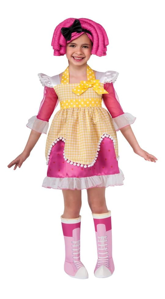 Details about   Girls Lalaloopsy Crumbs Sugar Cookie Yellow Pink Halloween Costume Wig Dress S M