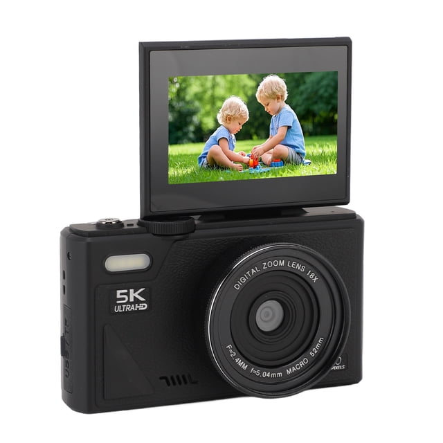 Cámara Digital de 5K 75MP, Con Estabilización de Zoom ÓCTICO DE 18X, PANTALLA DE FLIP DE 3 PULGADAS, CÁMARA DIGITAL RETRO, CÁMARA COMPACTA, PARA FOTOGRAFÍA DE VOJES VLOGGING
