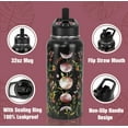 thumbnail image 4 of Goth Stainless Steel Water Bottle 32oz - Vacuum Insulated Tumbler with Straws & Lid | Leakproof, Double Walled | Gothic Moon Flower Design | Sports, Travel, Witchy Decor Gift, 4 of 6