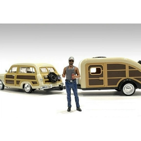Campers Figure 5, Gray - American Diorama 76338 - 1/18 scale Figurine - Diorama Accessory