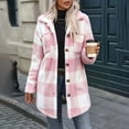 thumbnail image 6 of Casual Plaid Jackets for Women Fuzzy Collared Button Front Long Sleeve Oversized Loose Fit Outerwear, 6 of 9