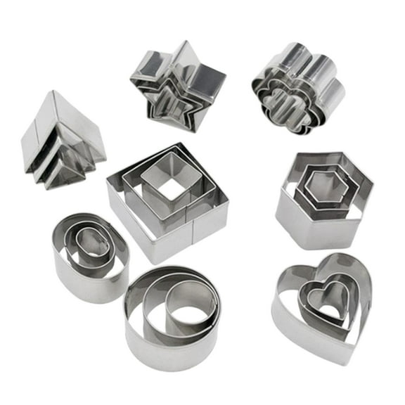 Kaireo 24-Piece Cookie Cutter Set,New Baking Tool 24 Pcs Stainless Steel Halloween Diy Tools Heart Star Biscuits Cookie Cutter Set,Include:1Pc Utensil Set