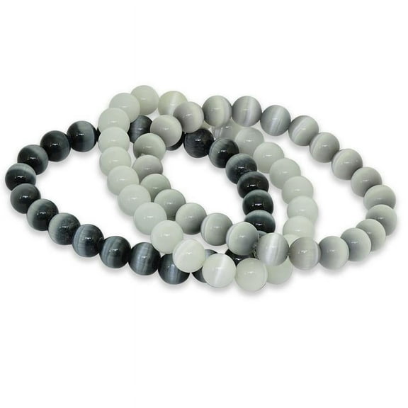 8MM Three Piece Stackable Cats Eye Stretchy Bracelets