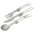 thumbnail image 2 of BadyminCSL Outdoor Titaniums Cutlery Sets - Folding Knife Fork Spoon 3-Piece Travel Portable Utensil Kit with Carrying Case, 2 of 8