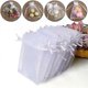 thumbnail image 4 of 25/50 unidades de bolsitas blancas de organza para regalos de fiesta, bodas y Navidad, con cordón ajustable., 4 of 5