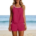 thumbnail image 5 of Brnmxoke Women Tankini Swimsuit with Shorts Tummy Control Modest 2026 Two Piece with Sporty Pockets Blouson Bathing Suits Hot Pink,XL, 5 of 9