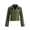 thumbnail image 1 of Veste en Faux Cuir pour Femmes Slim Moto Cardigan à Fermeture Éclair Court, 1 of 9