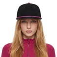 thumbnail image 6 of TOPTIE 5-Panel Rope Snapback Baseball Cap, Adjustable Flat Brim Hat, Quick Dry Soft Top Cap for Men Women Outdoor - Black/Hot Pink, 6 of 7