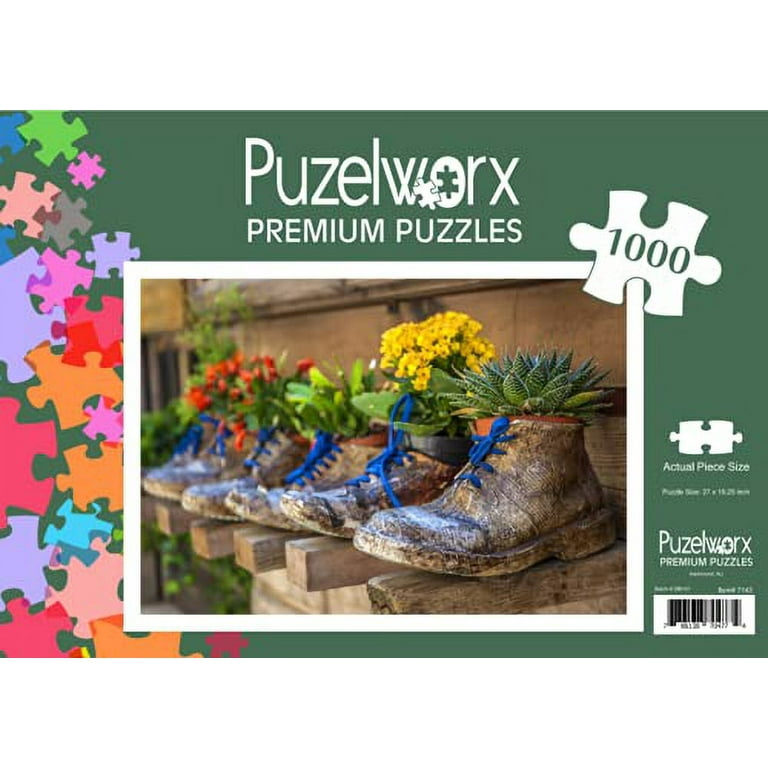 Puzelworx 1000 Piece Jigsaw Puzzle - Shoe Flower Pot Design, Educational Family Game Gift For Adults & Kids