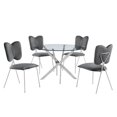 thumbnail image 1 of Round 45" x 45" 5pc Clear Glass Dinette Set with Dark Gray Chairs, 1 of 5