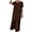 Brown, variant on Women's Crew Neck Short Sleeve Rolled Sleeve Ruffle Hem Solid High Low Maxi Dress, Loose Casual Vacation Dress White, S