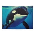 thumbnail image 5 of Creowell  Tapestry Killer Whale Swimming Animal Underwater Mammal Bubbles Animals Wildlife White Orca Aquatica Nature Wall Tapestry Wall Decor Blanket for Bedroom Home Dorm 40x60inch, 5 of 6