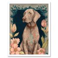 thumbnail image 1 of Grey Weimaraner Dog with Ornate Pattern Fur Coat and Flowers Modern Art Nouveau Illustration Art Print Framed Poster Wall Decor 12x16 inch, 1 of 5