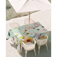 thumbnail image 3 of 60x120 Inch Outdoor Tablecloth with Umbrella Hole Zipper Rectangle Easter Rectangular Tablecloths Outside Waterproof Spring Watercolor Bunny Eggs Tulip Wooden Grain Teal Patio Table Cover for Picnic, 3 of 8