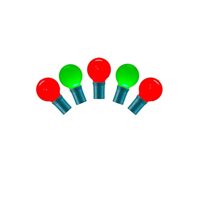 25 Red & Green G30 LED Lights on Green Wire, 16 ft. Christmas Light Set