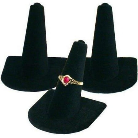 - 3 Black Velvet Ring Finger Jewelry Holder Showcase Display Stands