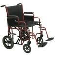 thumbnail image 2 of Drive Medical Bariatric Heavy Duty Transport Wheelchair with Swing Away Footrest, 20" Seat, Red, 2 of 6