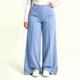 thumbnail image 2 of TEAJOPSUU Plus Size Yoga Pants for Women Wide Leg Stretchy High Waist Elastic Waisted Palazzo Pants Casual Daily Trousers XL-5XL Sky Blue, 2 of 6