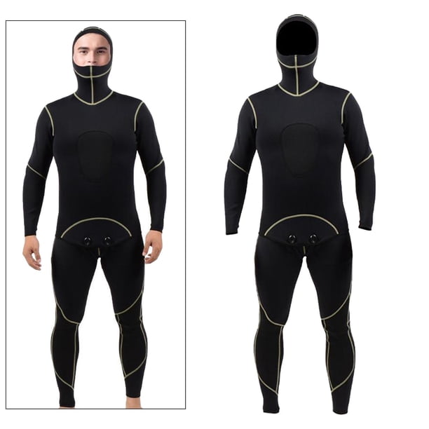 Hombres 2 Mm Neopreno 2 Piezas Pesca Traje de Neopreno de Manga Larga Traje de Buceo de Cuerpo Completo Manténgase Abrigado Trajes de Snorke - XL SG Baoblaze Traje de buceo