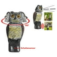 Shuttle tree Realistic Bird Scarer Rotating Head Sound Owl Prowler Decoy Protection Repellent