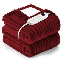 Electric Heated Blanket Twin size - 62"x84" Heating Blanket with 8 hours Auto-off, 10 Level Over-heat Protection, Soft Flannel