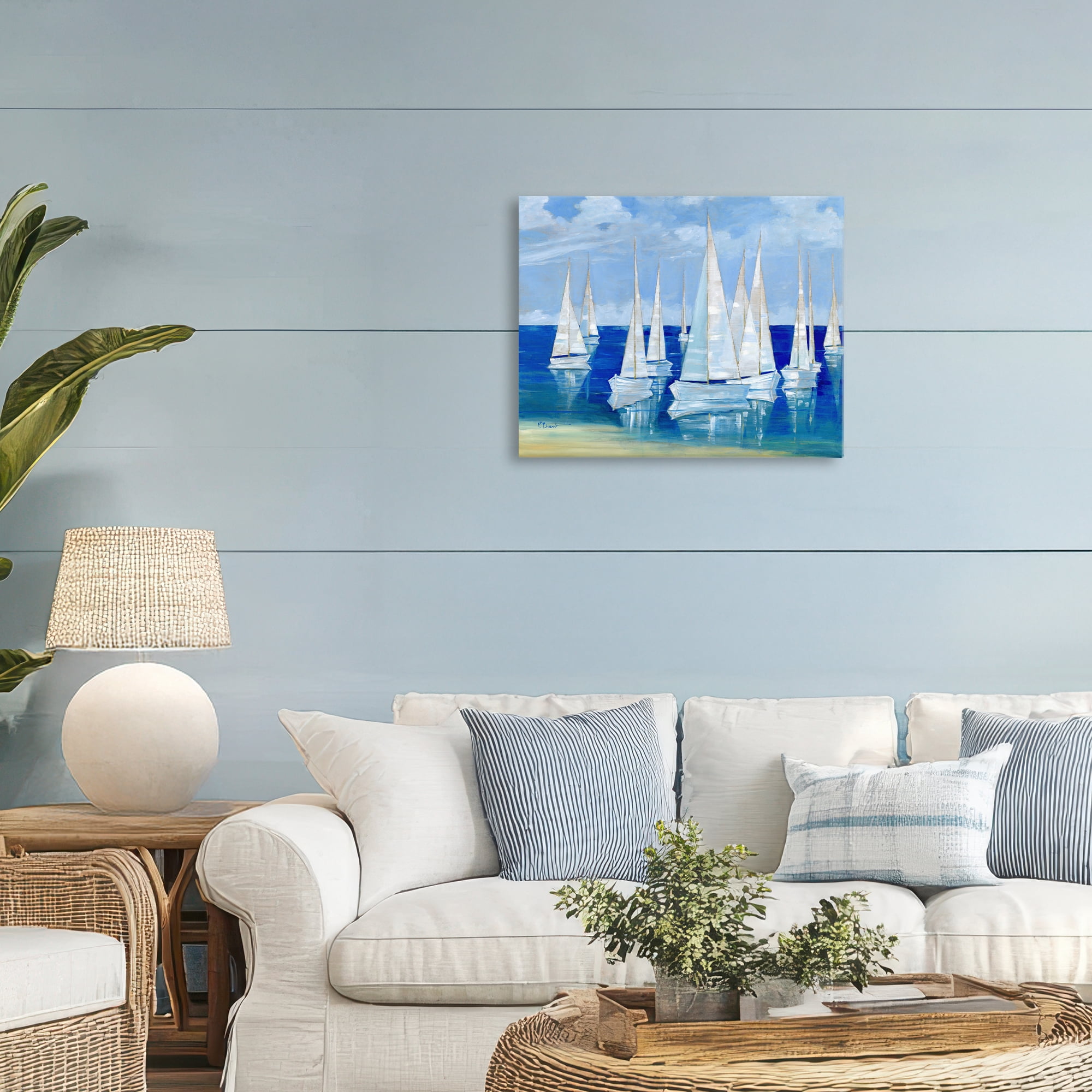 Stupell Industries Blanco Beach Sailboats Canvas Wall Art, design by Paul Brent