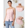 thumbnail image 2 of DARING DIVA Women's Sleeveless Suit Button Down Square Neck Vest XS Pink, 2 of 6