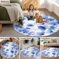 thumbnail image 5 of Blue Flowers Round Area Rug 6Ft Washable Circle Rugs for Bathroom Office, Spring Botanical Blossom Florals Plants Non-Slip Carpet Floor Mats Indoor Outdoor Carpet Runner Aesthetic Home Decor, 5 of 8