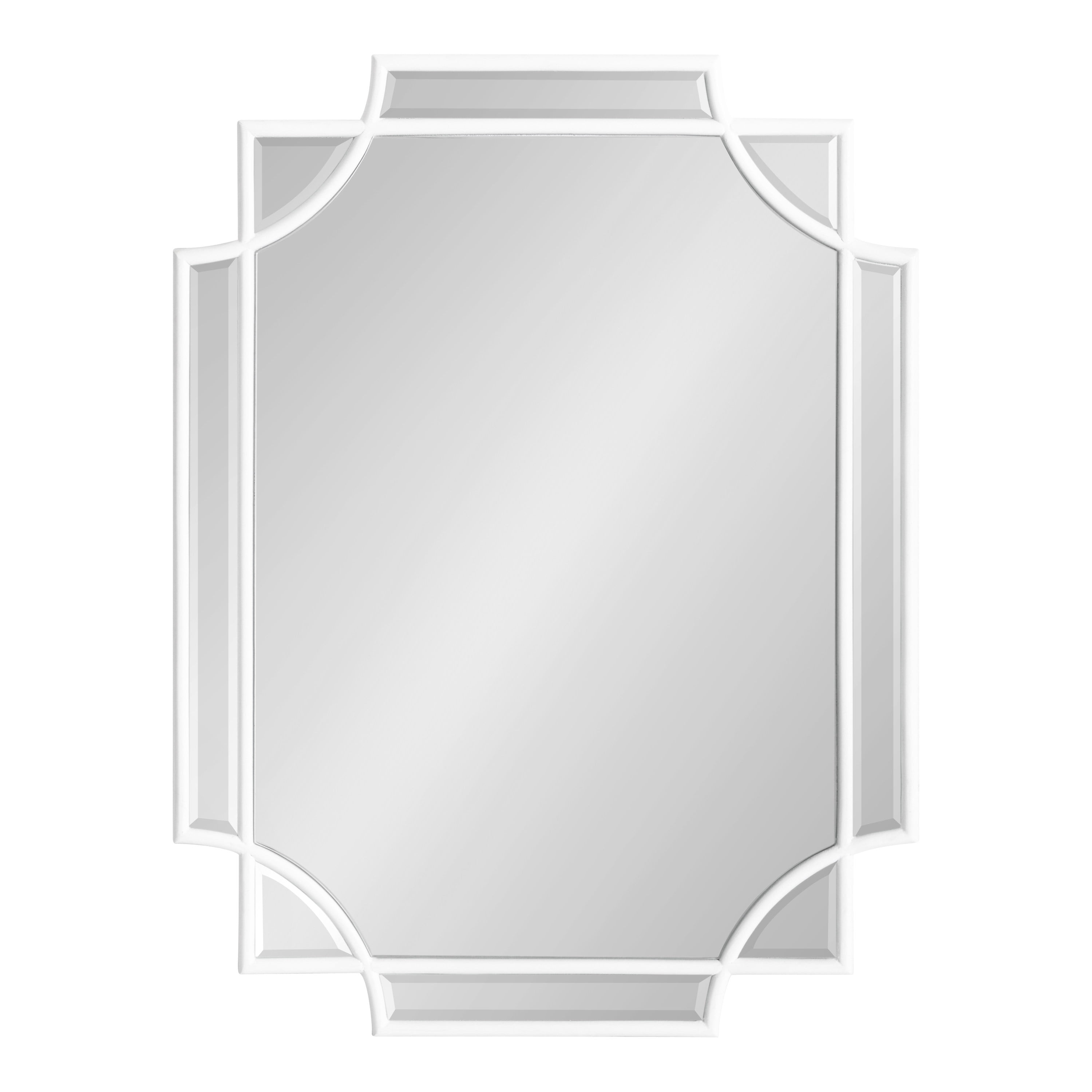 Kate and Laurel Minuette Glam Wall Mirror, 18 x 24, White, Boho-Chic Home Decor for Wall