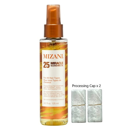 Mizani 25 Mracle Nourishing Oil 4.2oz + Processing Cap (2 Packs)