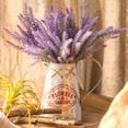 thumbnail image 4 of 8 Bundles Flocked Artificial Lavender Flowers Fake Plastic Plant Greenery Bridal Bouquet Faux Flowers for Wedding Centerpieces Home Office Kitchen Garden Decoration(Purple), 4 of 7