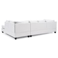 thumbnail image 3 of Malone 111 in. White Faux Leather 4-Seater Sectional Sofa with 2-Throw Pillow-Color:White,Material:Faux Leather, 3 of 5