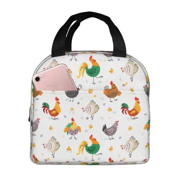 Easygdp Funny Chicken Bolsa Térmica Premium - Tela Oxford Impermeable, Gran Capacidad, Bolsillo Frontal, Unisex para Trabajo, Escuela, Actividades al Aire Libre y Picnics