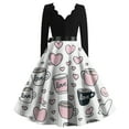 thumbnail image 3 of Fgvctg Valentine's Day Spring Dresses for Women 2026 Dinner Vintage Cocktail Dress 1950s Love Heart Graphic V Neck Dress Classy Elegant Long Sleeve Clothes Hepburn Outfits White XL, 3 of 3