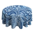 thumbnail image 4 of Blue Paisley Pattern Round Tablecloth 60"x60",Wrinkle Wipeable Table Cloth for Kitchen Dining Room Picnic Patio Party, 4 of 6