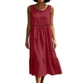thumbnail image 5 of Bosfbaoi Dresses for Women Casual A-Line Eyelet Midi Dress Sleeveless Crew Neck Womens Dresses with Tiered Ruffle Hem Summer Dresses for Women 2026, 5 of 6