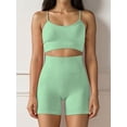 thumbnail image 3 of GAI YI Women's 2-Piece Coordinated Set High-Intensity Workout Set - Seamless Sports Bra & High-Waisted Shorts， Tummy Control & Breathable，Green，Size L, 3 of 6