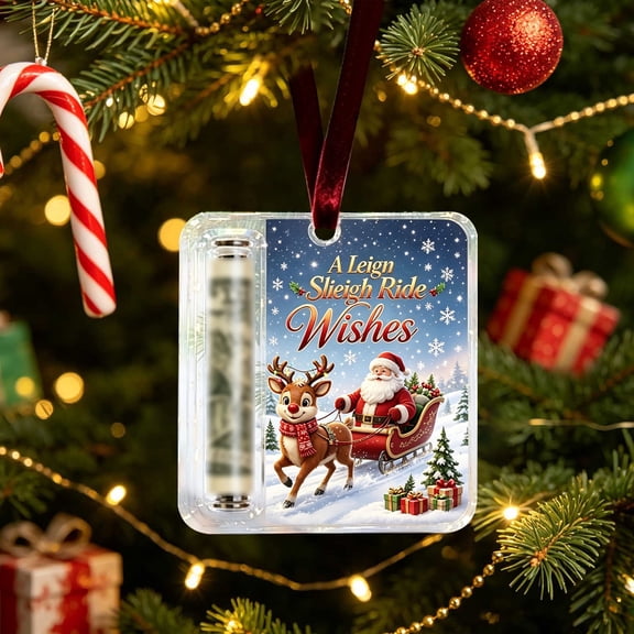Xlokein Christmas Cash Gift Ornament, Acrylic Money Holder Hanging Decor, Unique Christmas Decoration for Christmas Tree, Fireplace