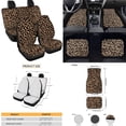 thumbnail image 4 of Yuyamidu Leopard Print Car Seat Covers 15 PCS Fashion Car Seat Cover Set Floor Mats Steering Wheel Cover Seatbelt Strap Pad Cup Coasters Handbrake Cover Set, 4 of 6